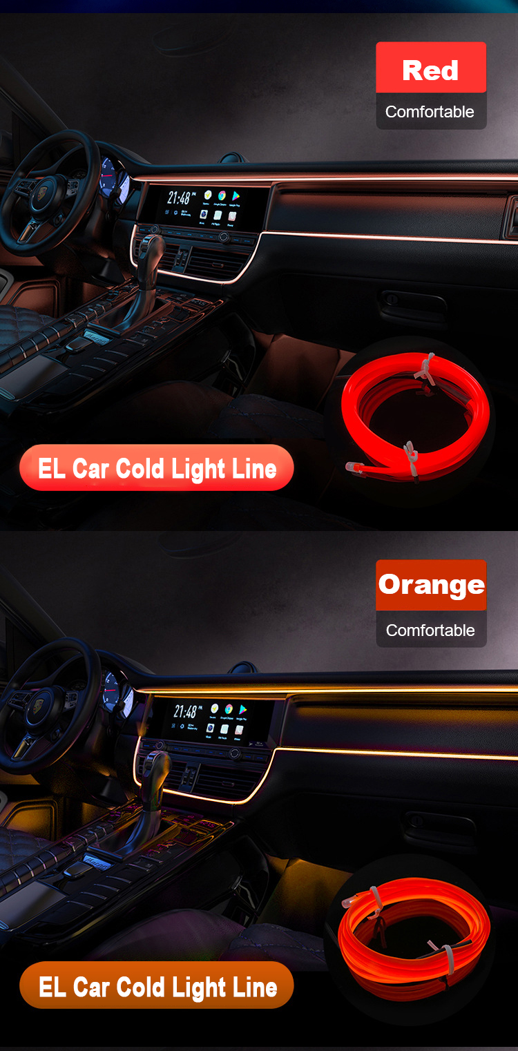 5M EL Автомобильный холодный свет Линия RGB Неон Внутренняя атмосфера Свет