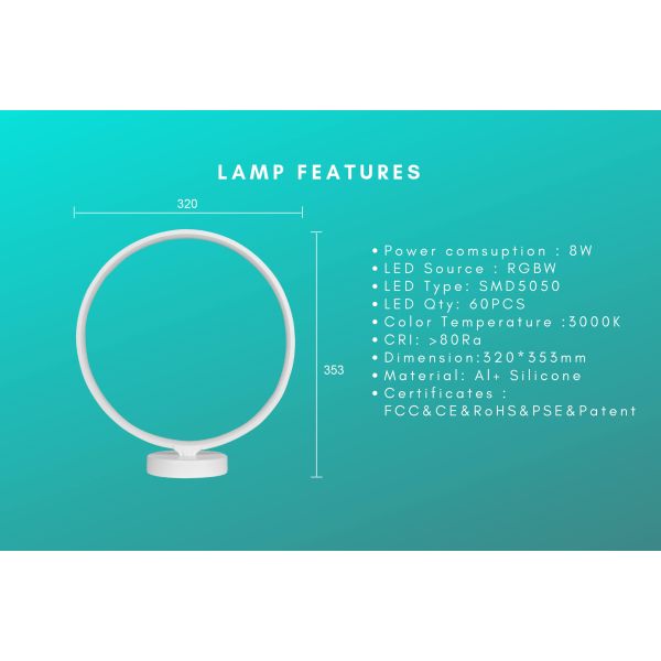 Remote Control Mood Lighting Lamp Colorful Solar Table Lamp 3000K