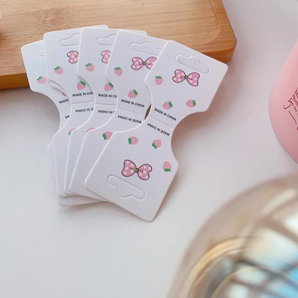 Strawberry Bow Hair Tie Display Cards 100pcs Bulk Pack