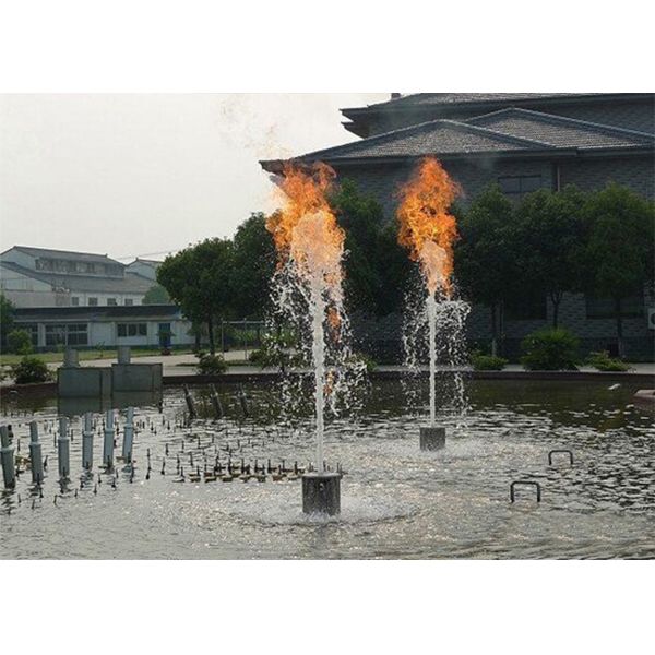 Contemporary Outdoor Musical Fountain With Fantastic Fireworks Image