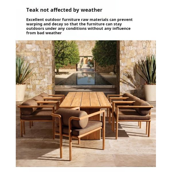 Outdoor Teak Dining Teakwood Patio Table And Chairs Anti Corrosion Anti Cracking