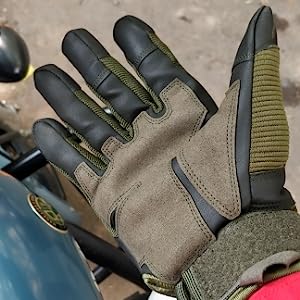 Protective Gear Full Finger Gloves, Motorcycle Tactical Gloves Upgraded Touch Screen Damping Palm Pads Rubber Guard