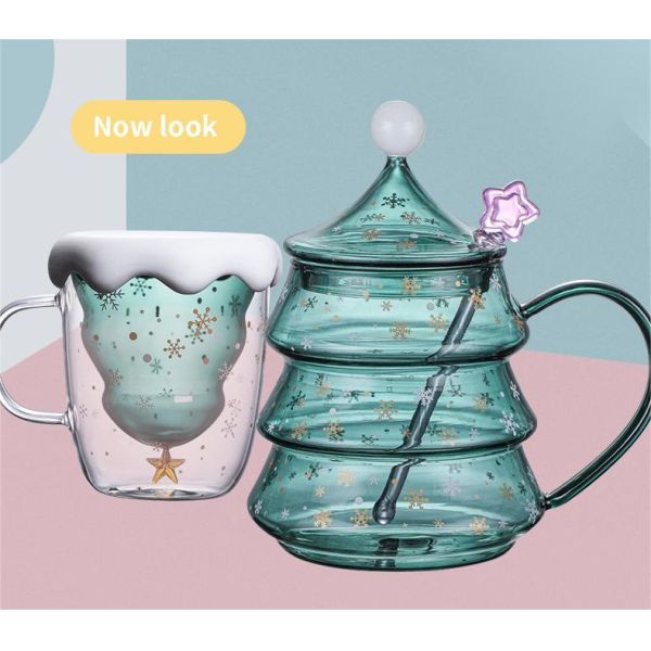 Кружки стены рождественской елки творческое двойной стеклянной милое для ODM OEM подарка фестиваля