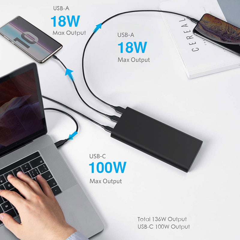 QC3.0 тип банка поручая силы c 26800mah заряжатель PD беспроводного быстрый