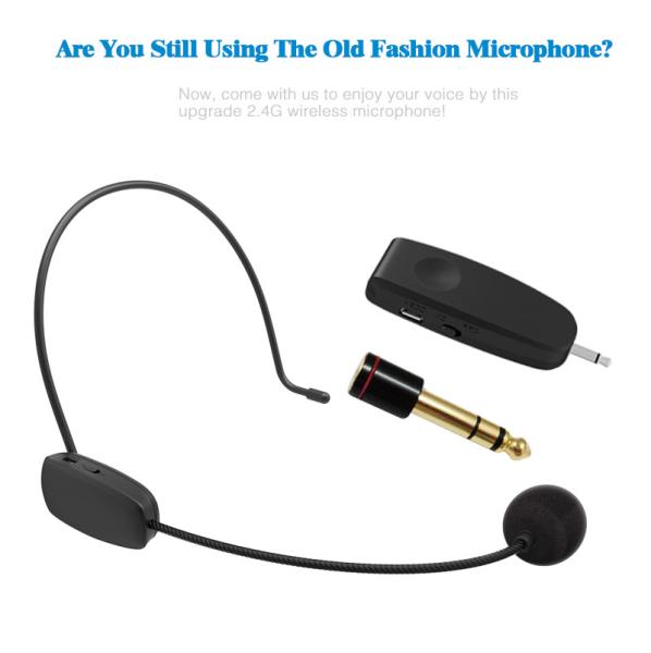 Handheld Headset 2 in 1 2.4G Wireless Microphone Speech Headset Megaphone Mic for Loudspeaker Teach Meeting Tour Guide