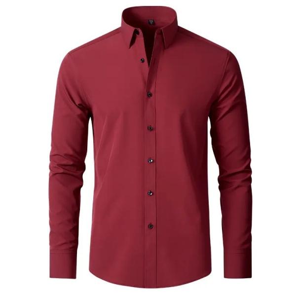                  Shirt Free Ironing Long Sleeve Elastic Business High-End Men′s Shirt Hot Selling Office Formal Style Men′s Long Sleeve Shirt             