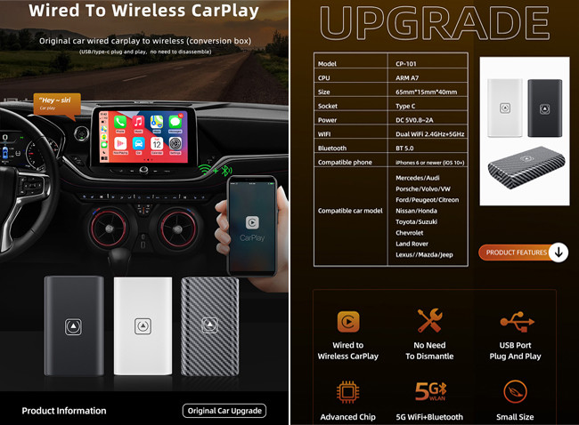 Донгл игры автомобиля Яблока переходника РУКИ A7 всеобщий Carplay переходника USB Bluetooth Carplay