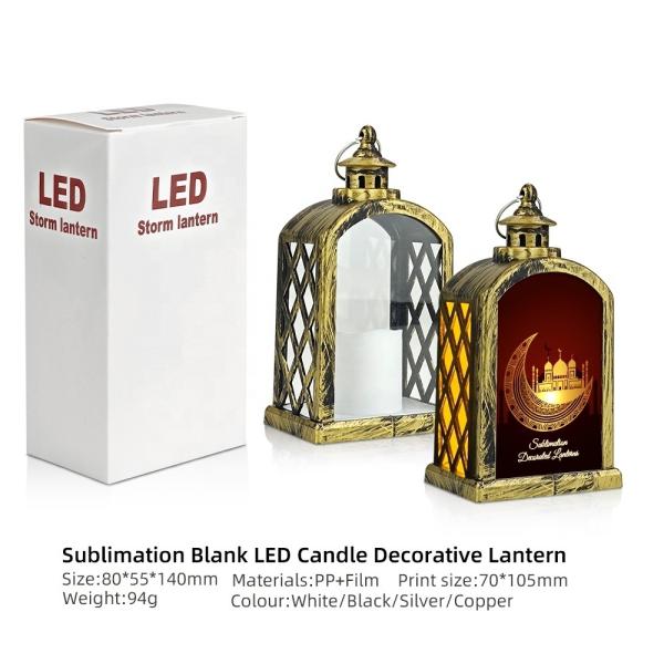 Custom Blanks Christmas Lantern Hanging Led Garden Decorative Storm Light Sublimation Lanterns