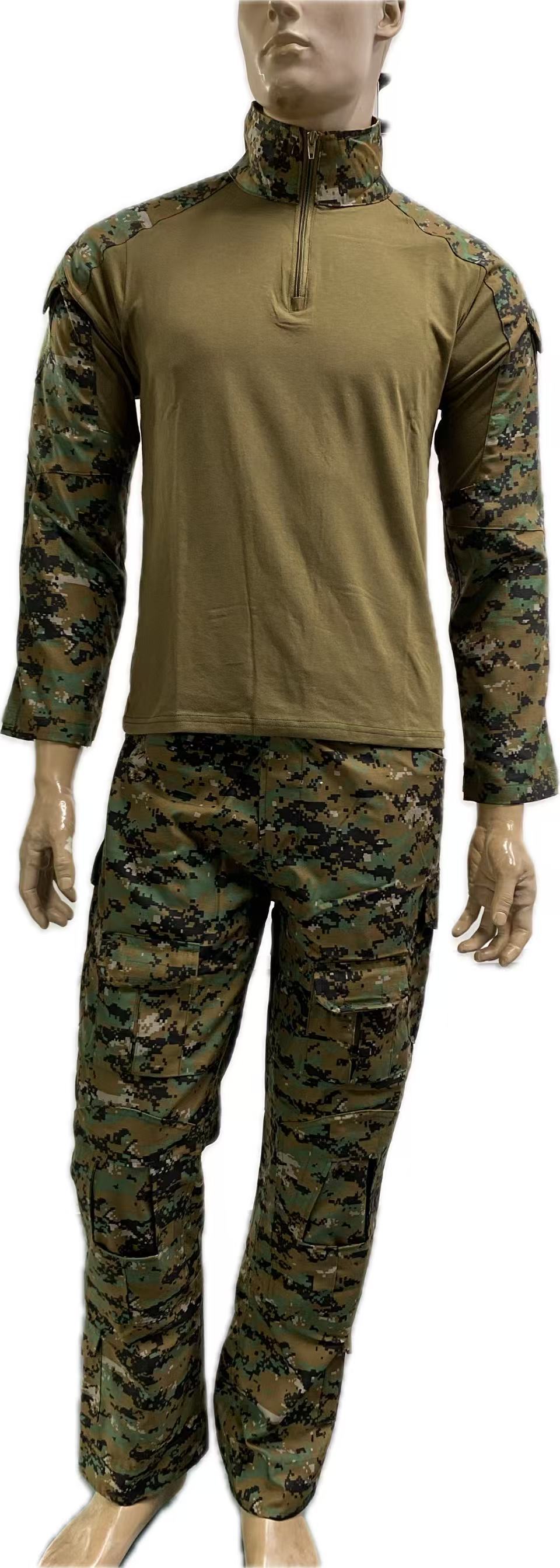 Breathable Coyote Brown Tactical Combat Shirt with Digital Camo Pants Set