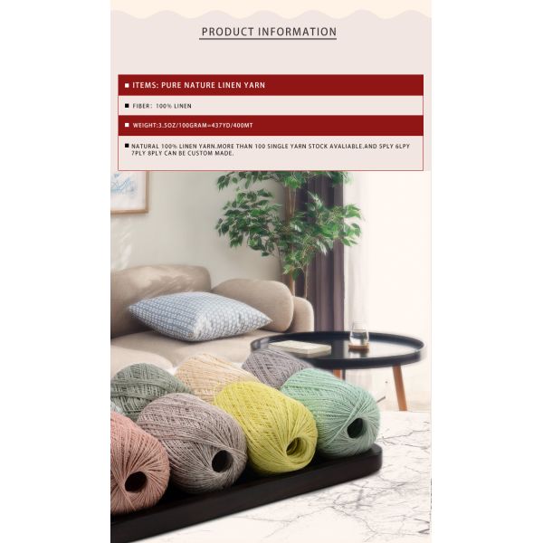 100%Linen 6 Ply Crochet Wool Yarn Yarn Hand Knitting