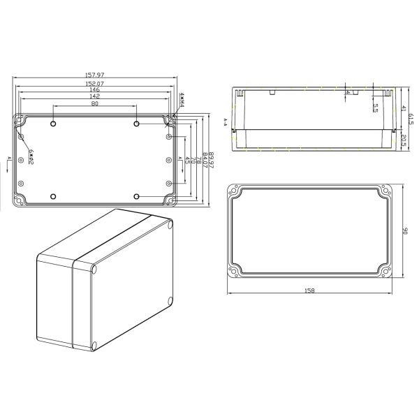 158x90x60mm ip65 equipment enclosures plastic box manufacturers