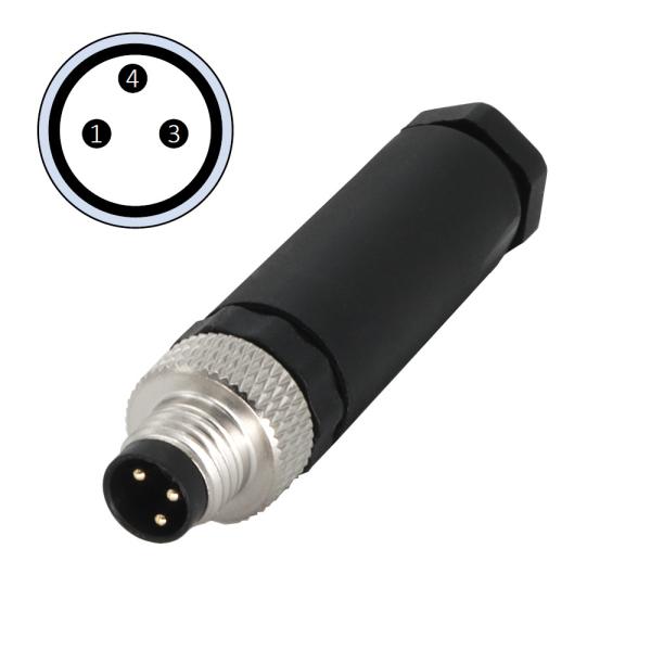 M8 Connector IEC 61076-2-104 Field-wireable Assembly 3-pin A-code Straight IP67 Male