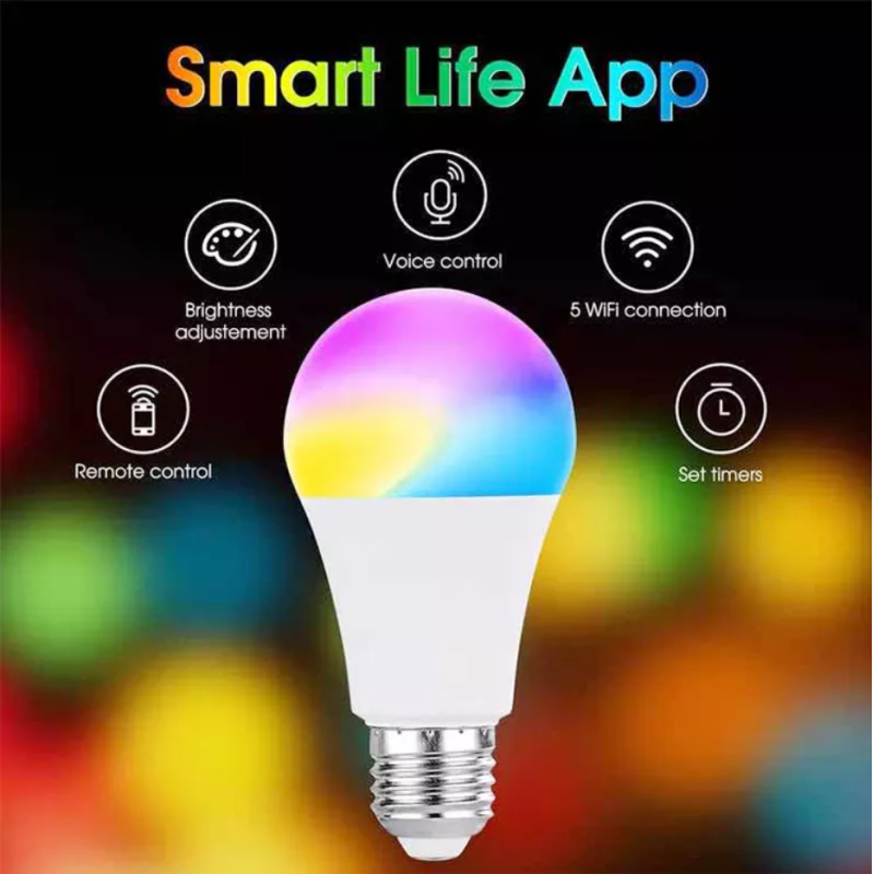 Smart Lighting RGBCW Multi Color BT E27 B22 LED Smart Bulb with 30000 Working Time