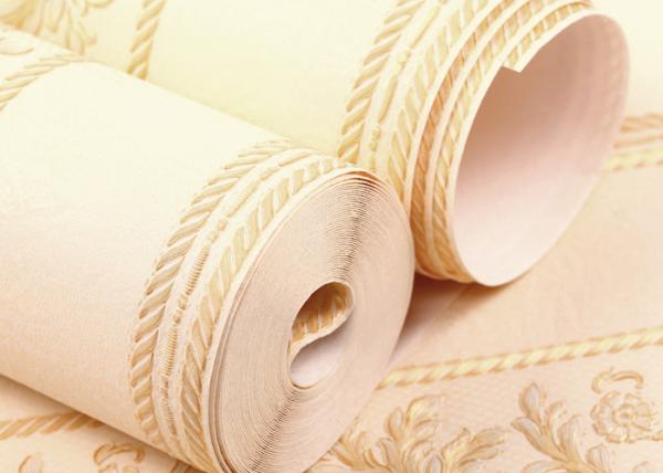 Classical Non Woven Wallpaper / Beige Damask Wallpaper For Home Decoration , Moisture Proof