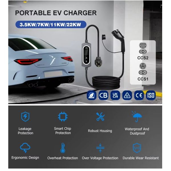 3.5KW To 22KW AC Fast EV Charging Pile For Electric Vehicles