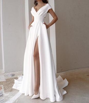A cor sólida enrugado Maxi Evening Gown Dress With da bainha das mulheres feitas sob encomenda de China da fábrica da roupa cortou