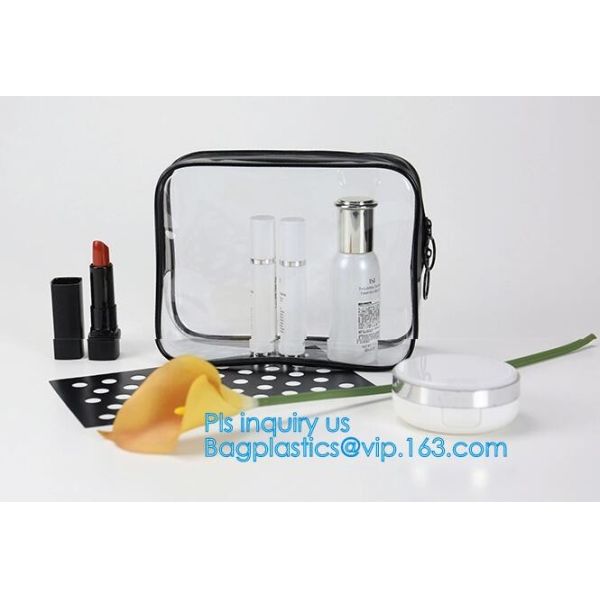 Popular Iridescent Clear PVC Makeup Bag, custom logo printing clear pvc makeup Bag, portable cosmetics makeup bag, handl