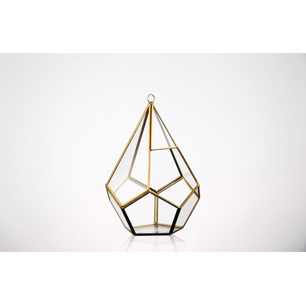 Do ouro suculento de vidro do preto da planta de Homeware da flor Terrarium de vidro geométrico de suspensão