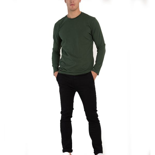 High Quality Blank Plain 100% Cotton Long Sleeve Men T Shirt with Embroidery Printing Design Logo