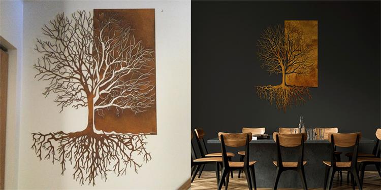 Дерево украшения живущей комнаты оформления стены Corten искусства металла стены жизни стального
