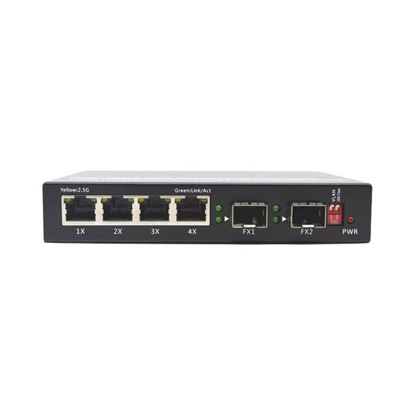 Industrial 10G Dual SFP Fiber Media Converter With 4×2.5G RJ45 Ports