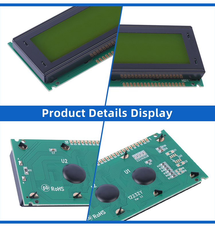 Yellow Green Film 12232Y Character Dot Matrix Screen LCD English Display Screen Can Be AssembLED In Multiple Languages