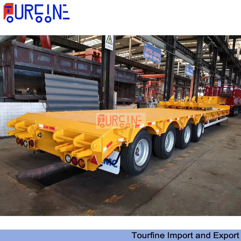 4 Axle 120 Ton Low Bed Semi Trailer With Hydraulic Ramp And Reinforced Frame
