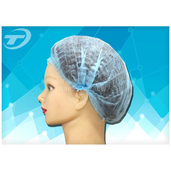 Non - woven MOB / clip cap , single elastic , blue color , CE and ISO certificat