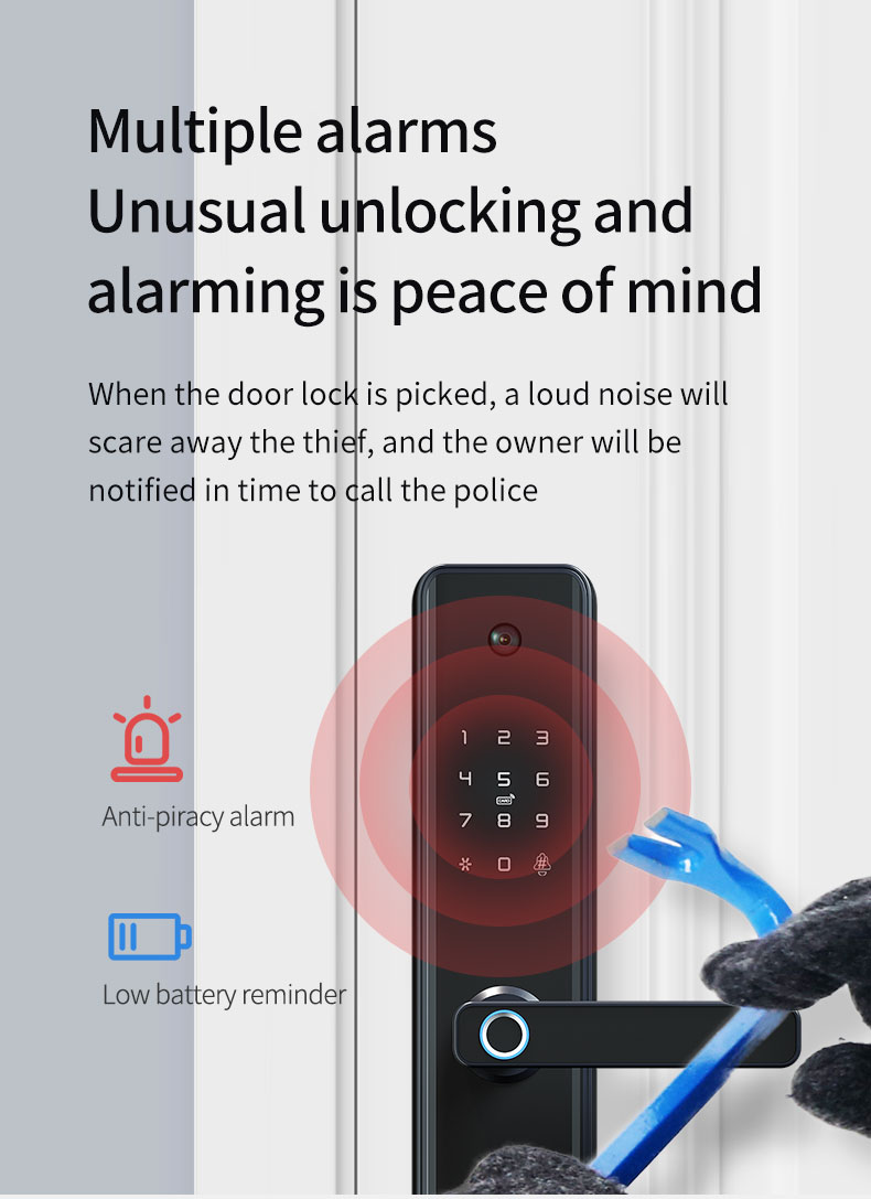 Замки отпечатка пальцев приложения WIFI Tuya умные с камерой Peephole