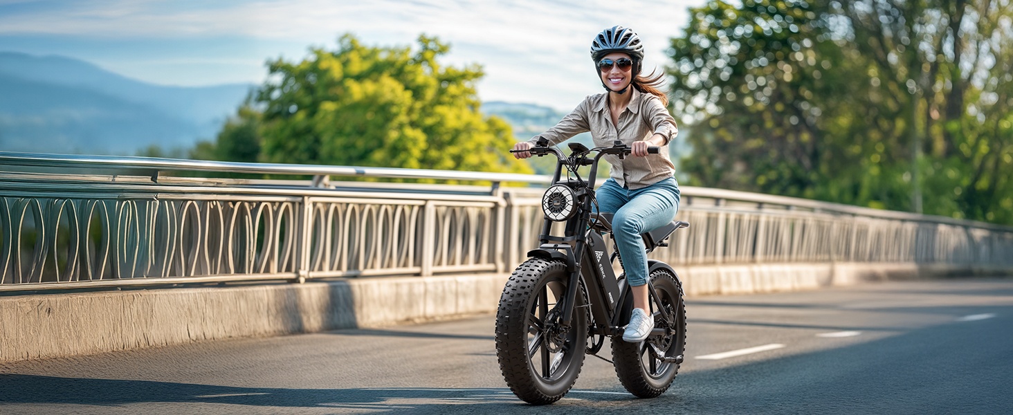 20''*4.0 1500W Sport Electric Bike Rear Hub Motor 48V Moped-style Fat Tire Bike 7-Speed Dual Suspension 15AH Lithium Battery