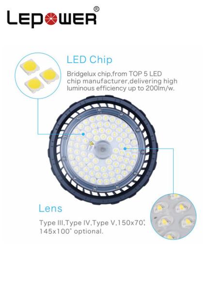 Industrial Lamp UFO High Bay Light IP65 150W 200W 150lm/w PC Lens SAA Approved