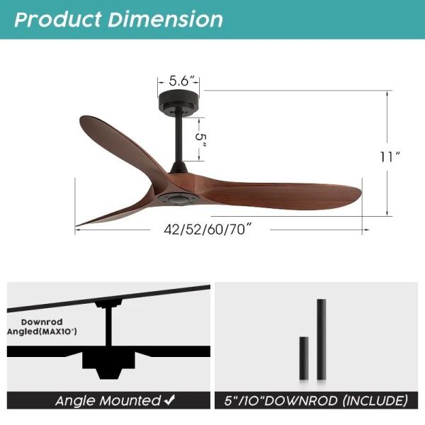 ABS 3 Blade Model 666 42 52 60 72 Inch Remote Control Light Weight Best White Ac Dc Electric Ceiling Fan Without Light
