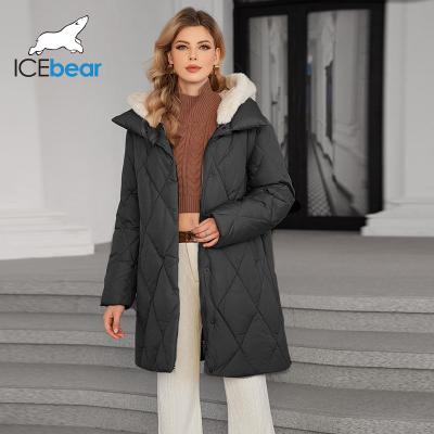 Thickened Mid Length Down/Cotton Jacket With Detachable Mink Fur Hat Showcasing Winter Elegance