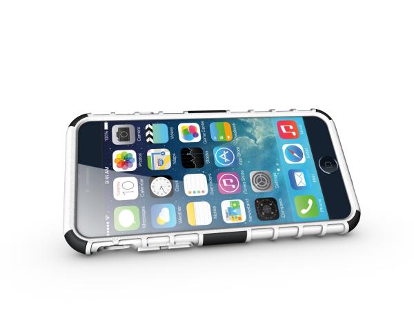 TPU+PC armor stand case for iPhone 6/6 Plus,unique design, White color, strong protection