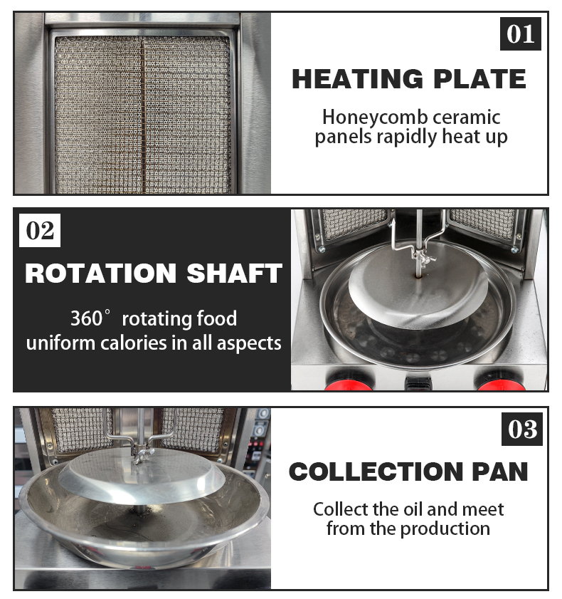 Автоматический вращающийся газовый тип LPG/NG Doner Kebab Machine Chicken Shawarma Grill Machine