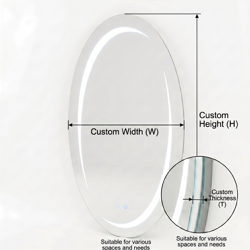 Kingstin Minimalist Concealed LED Smart Oval Mirror - Custom High-End Backlit Vanity Mirror for Modern Bathrooms