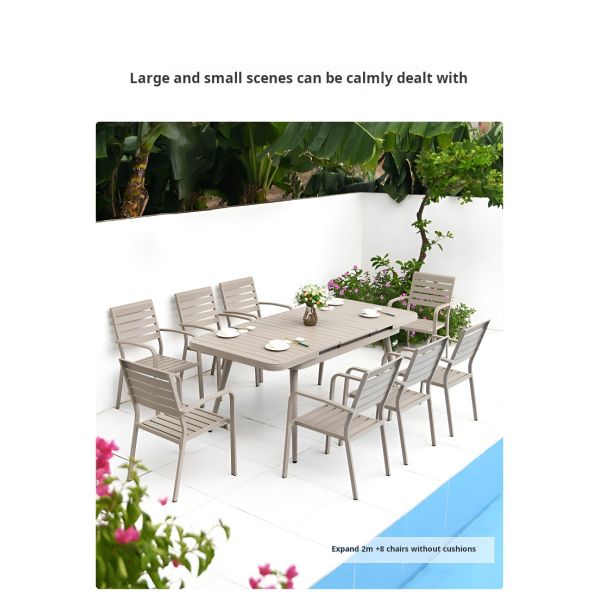 Outdoor Patio Dining Table With Stackable Chairs For Terrace