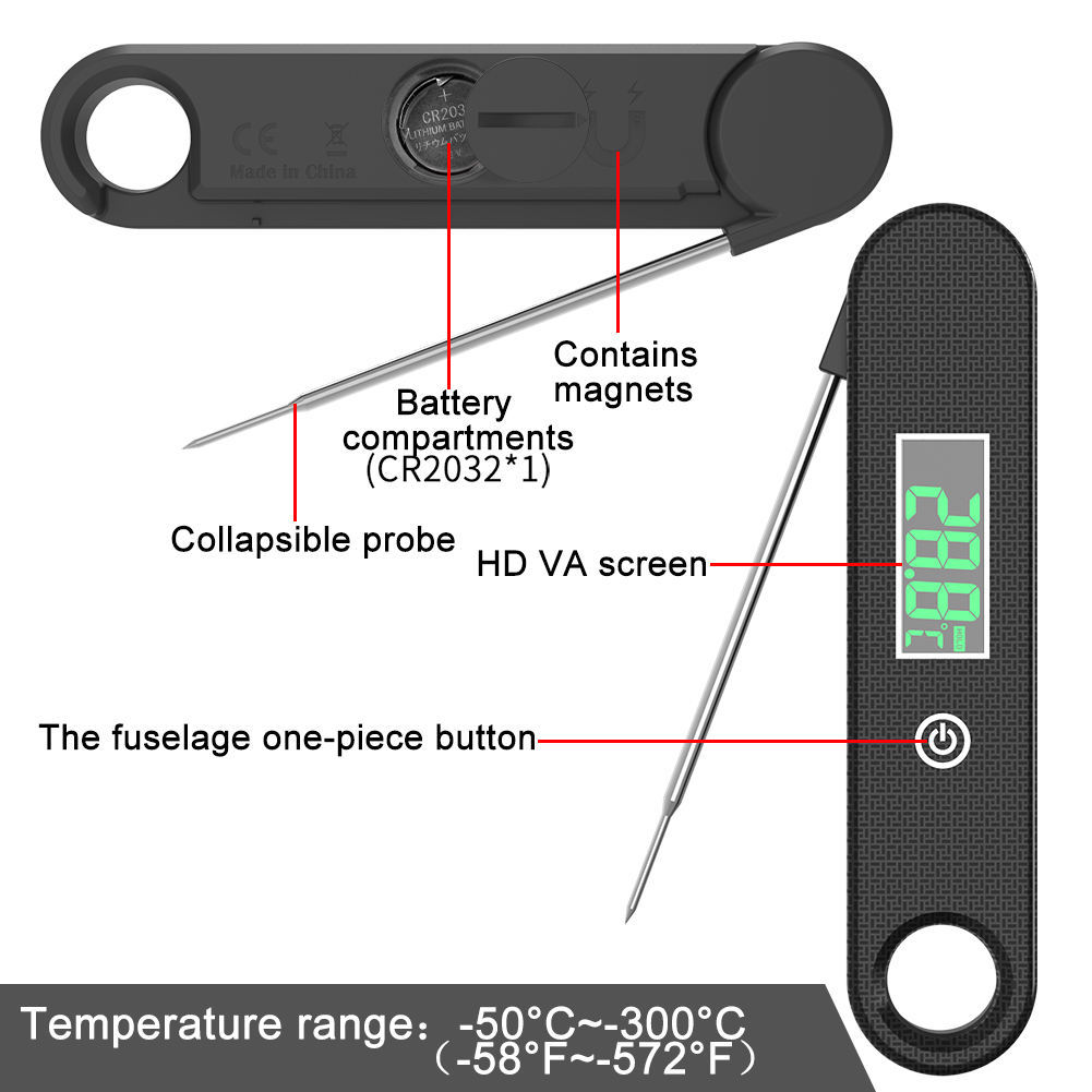 DTH-157 -50 To 300℃ Instant Read Digital Meat Thermometer BBQ Oven Candy Cooking Waterproof Kitchen Thermometer