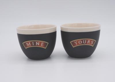 Round Shape Ceramic Candle Holders Cup Wax Holder In Matte Black With Shiny Logo