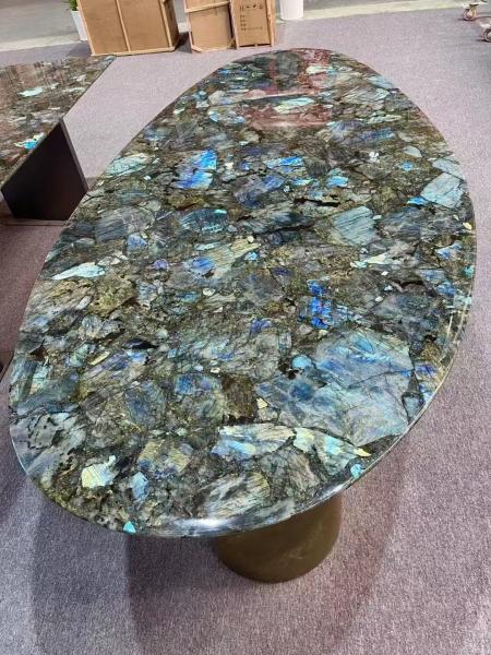 Italian Blue Emerald Marble Dining Room Table Minimalist Luxury Stone Top For High End Homes