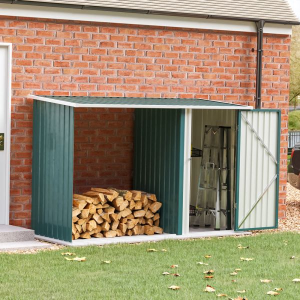 AJUNION Outdoor Firewood Log Storage Shed with Lockable Steel Protect Your Garden Tools