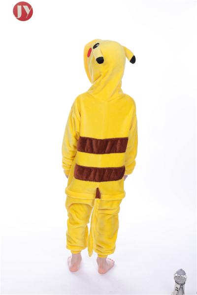 Wholesale Polyester Fluffy Flannel Fleece Kids Pikachu kigurumi Onesie Pajamas