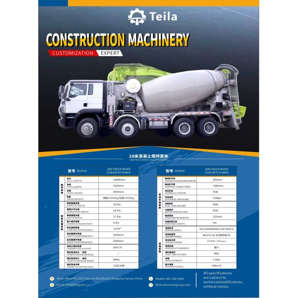 Teila 28M Concrete Pump Mixer Truck HMG5432JBC-28 Truck Mixer Concrete Pumps