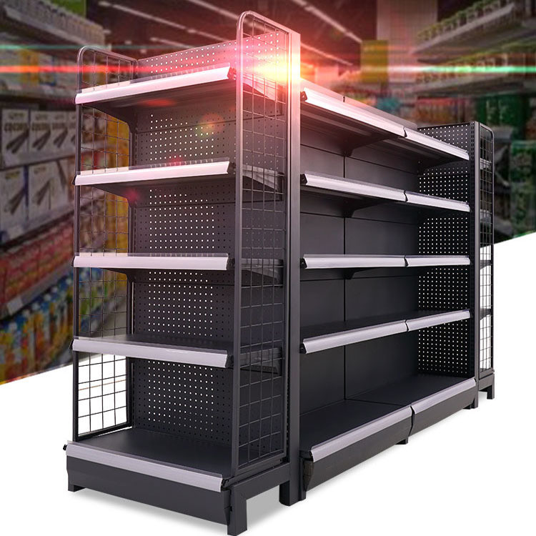 Movable Supermarket Gondola Shelving Heavy Duty Style with Durable Powder Coated Finish