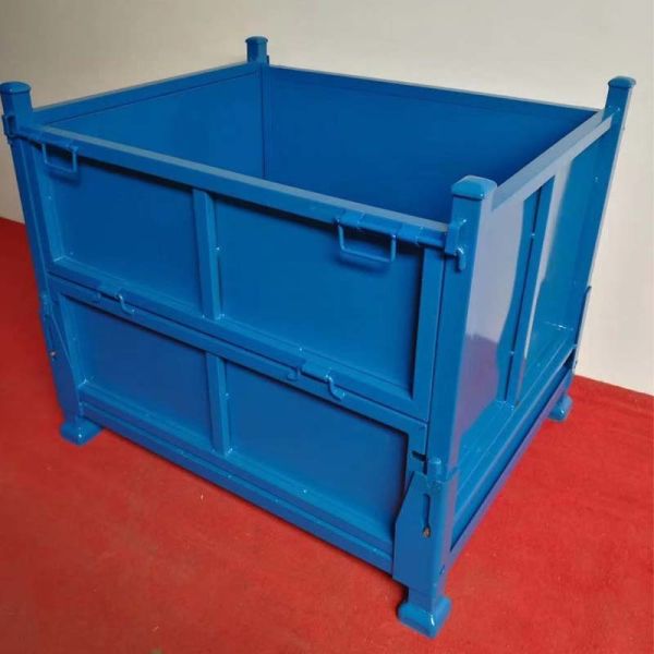 Multiple Colors Stackable Metal Pallet Box Galvanized Steel Wire Mesh Container