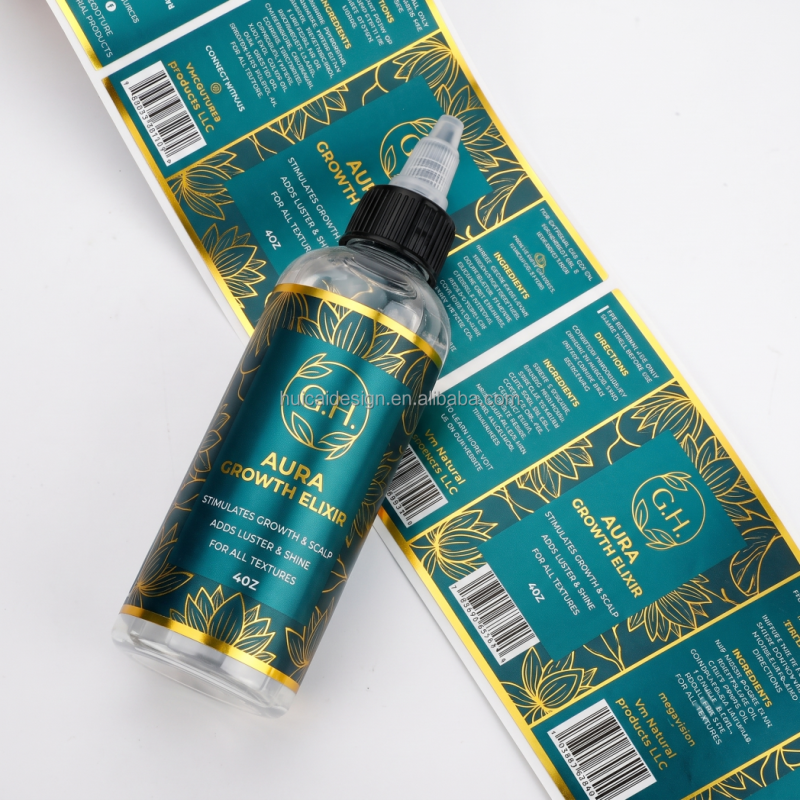 Customized Label Waterproof Hair Growth Oil Bottles Adhesive Private Logo Printed Labels Stickers for Hair Oil Bottles