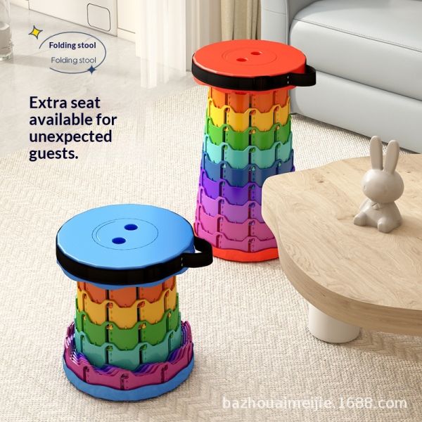 Modern Outdoor Plastic Folding Portable Collapsible Retractable Stool Thickened PP Material Camping Picnic Telescopic Chair