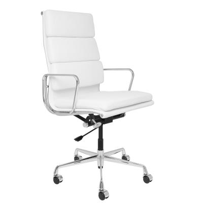 Executive White Padded Office Chair Genuine Leather Back Material SGS Certified