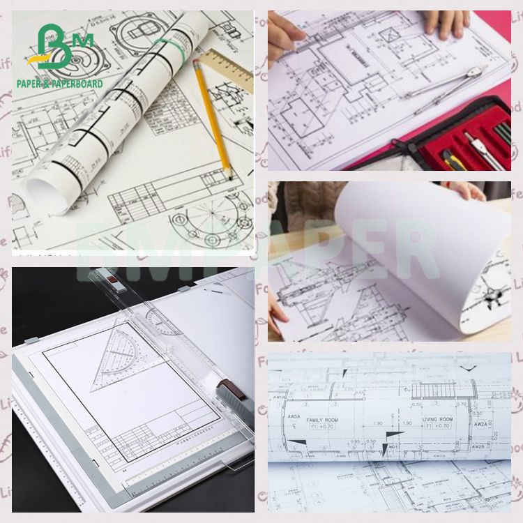 20lb 80gsm Smooth Canon HP Printer Engineering CAD Bond Paper 20 фунтов 80 грамм гладкий Canon HP принтер инженерная CAD бумага облигации