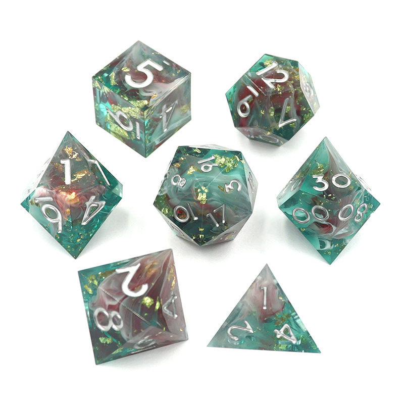 Custom Logo Liquid Core Resin Dice Set 14MM-20MM Polyhedral DND Dice for RPG Games
